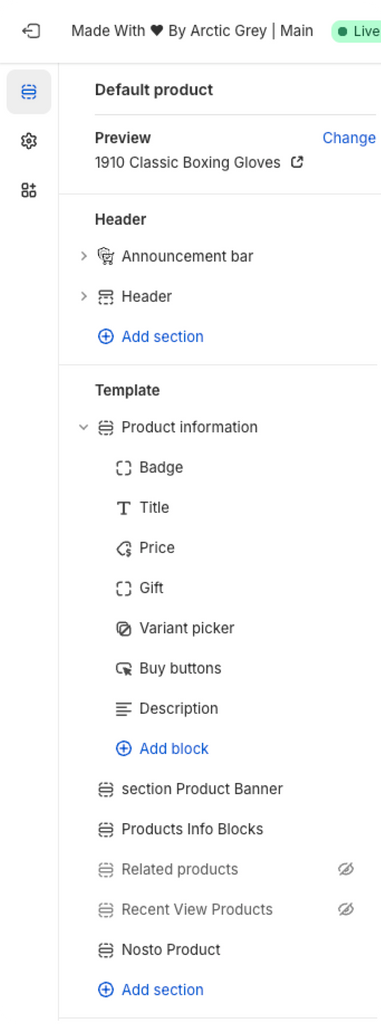 Built with Shopify Customizer