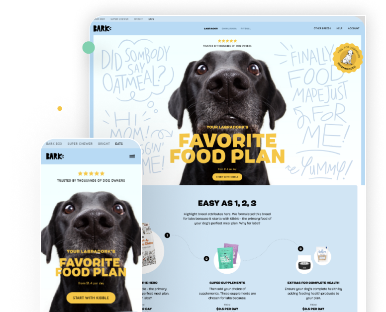 A dynamically personalized  Shopify Store developed & maintained for Bark.